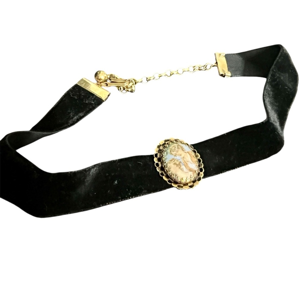 5/$20 Black Velvet Choker with Gold Cameo